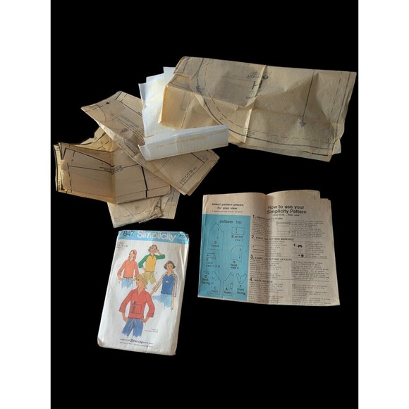 Vintage 1970s Simplicity 7847 Sewing Pattern Large (16-18) Hoodie Sweater Cut - Picture 2 of 4